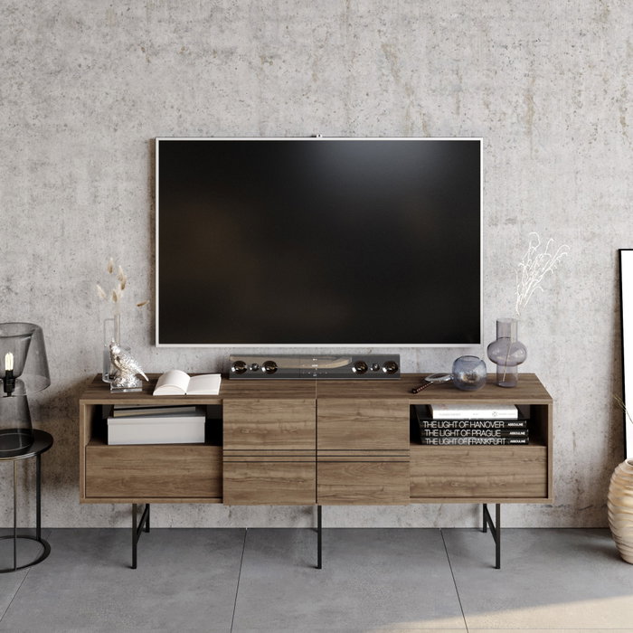Hanah Home Soporte de TV Derin - Nogal y Negro